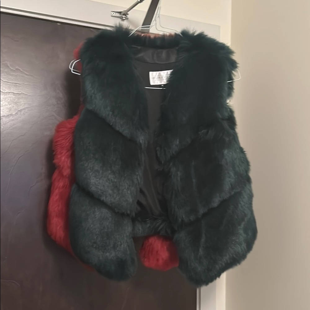 Stylish dark emerald green Faux Fur Vest